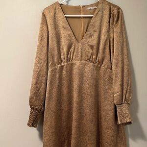 Elegant Gold Long Sleeve Dress